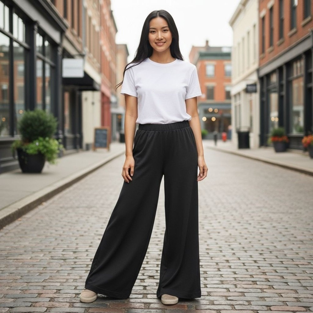Area Stars Black Wide Leg Elastic Waist Flowy Trousers Pants Womens Large